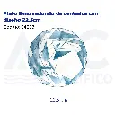 Plato llano redondo de cerámica con diseño 22.5cm