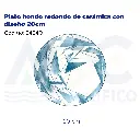 Plato hondo redondo de cerámica con diseño 20cm