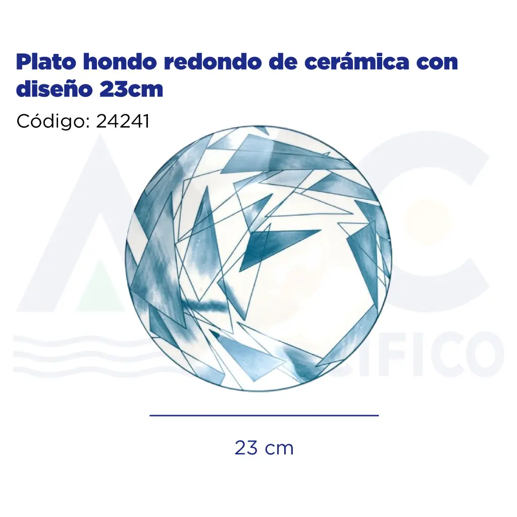 Plato hondo redondo de cerámica con diseño 23cm