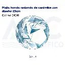 Plato hondo redondo de cerámica con diseño 23cm