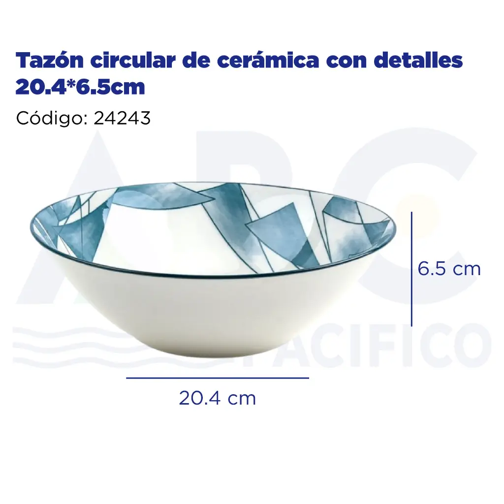 Tazón circular de cerámica con detalles 20.4*6.5cm