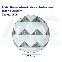 Plato llano redondo de cerámica con diseño 20.5cm