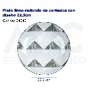 Plato llano redondo de cerámica con diseño 22.5cm