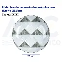 Plato hondo redondo de cerámica con diseño 25.5cm