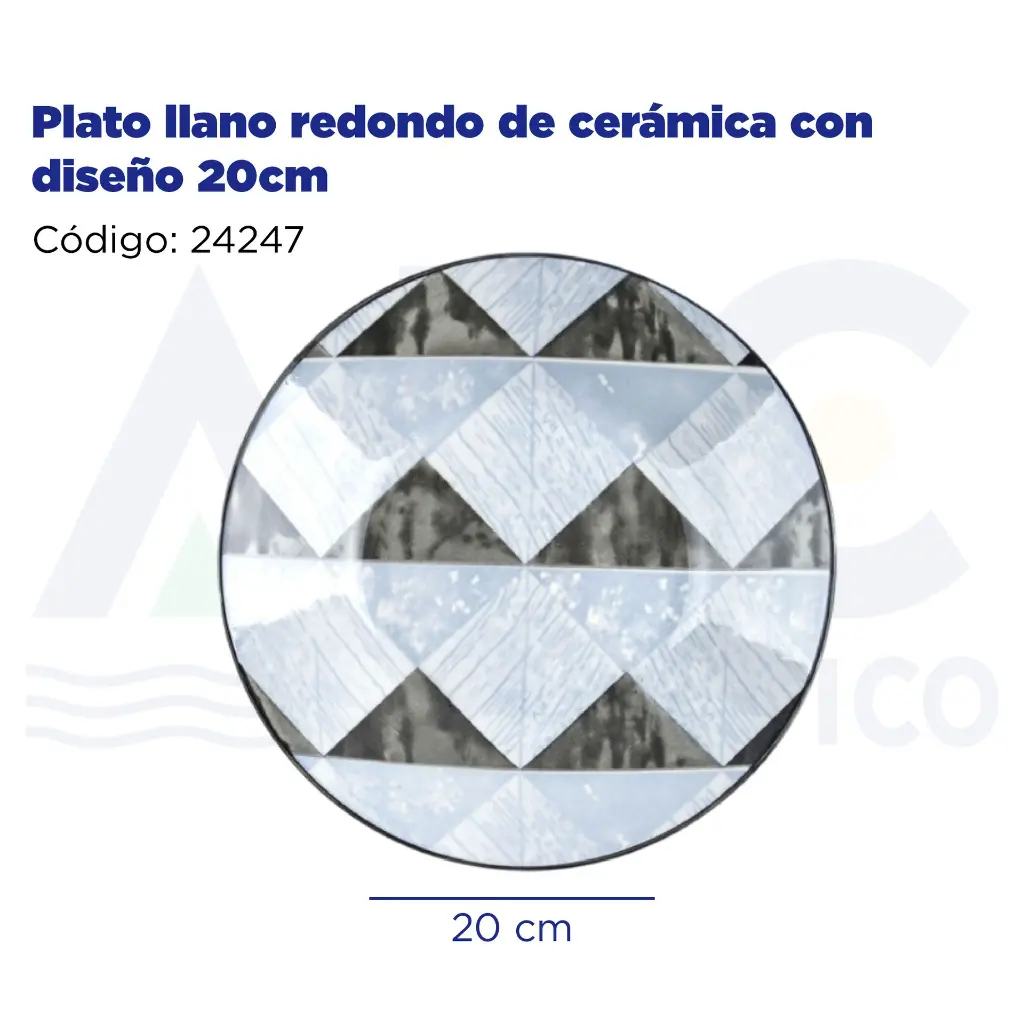 Plato llano redondo de cerámica con diseño 20cm
