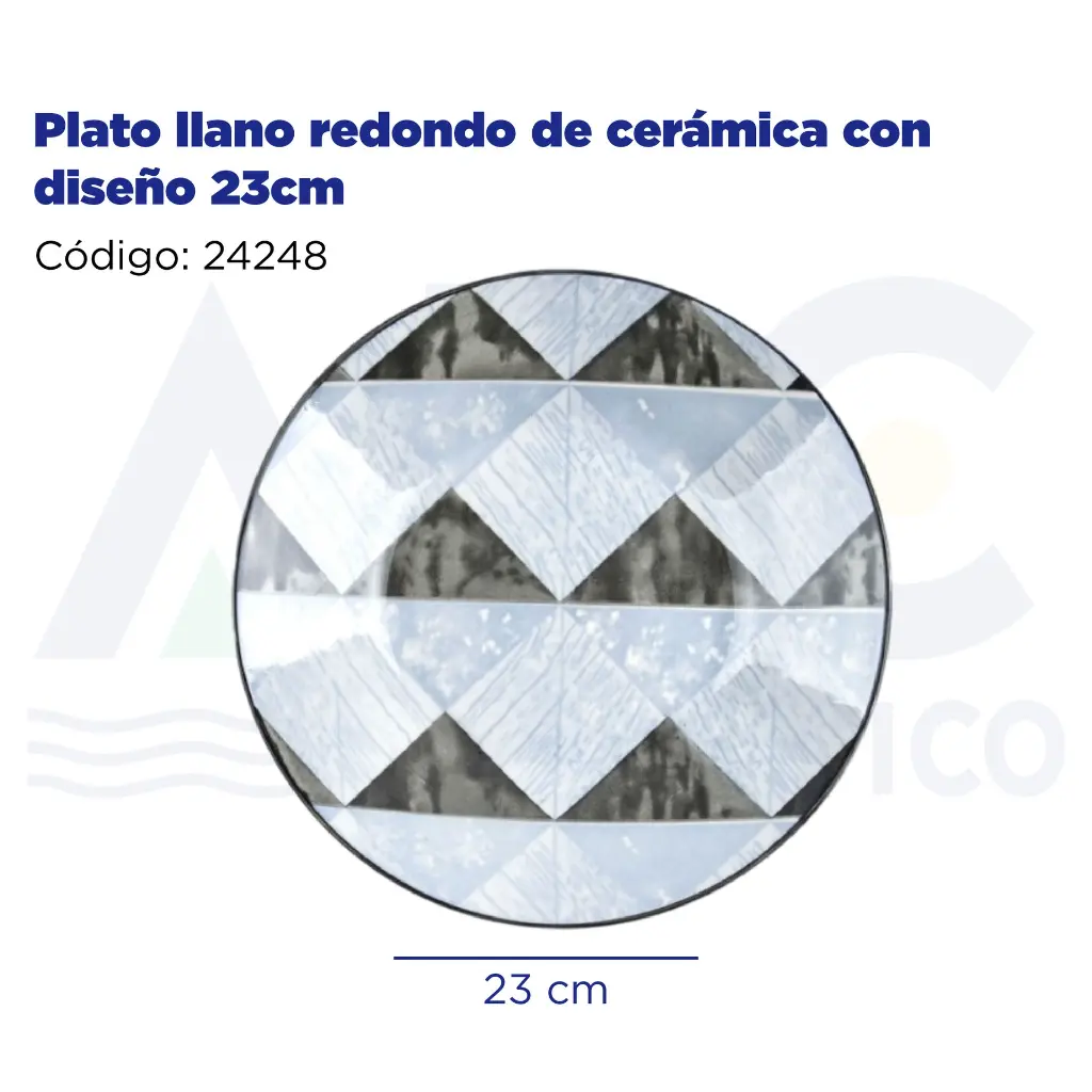Plato llano redondo de cerámica con diseño 23cm