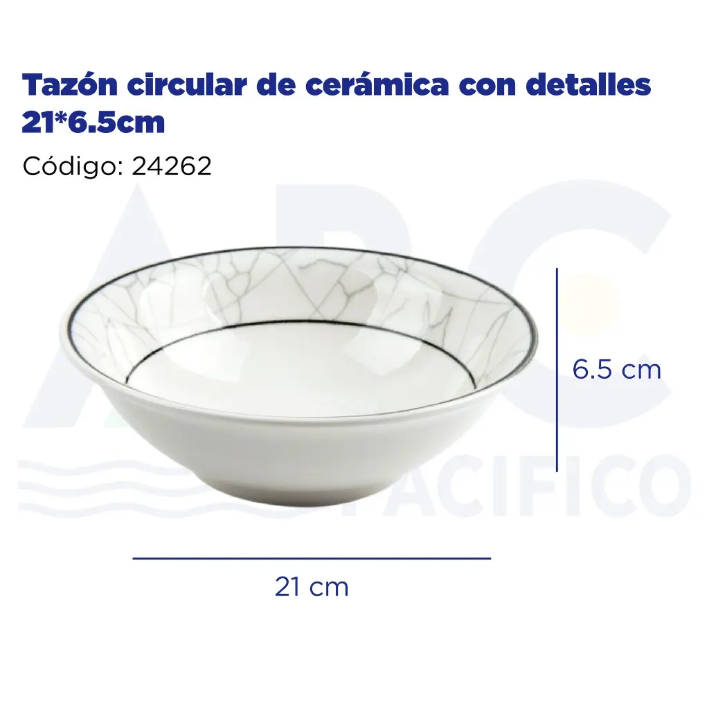 Tazón circular de cerámica con detalles 21*6.5cm