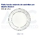 Plato hondo redondo de cerámica con diseño 20.5cm