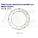 Plato hondo redondo de cerámica con diseño 22.5cm