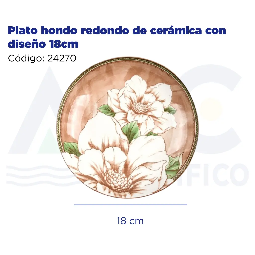 Plato hondo redondo de cerámica con diseño 18cm
