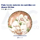 Plato hondo redondo de cerámica con diseño 25.5cm