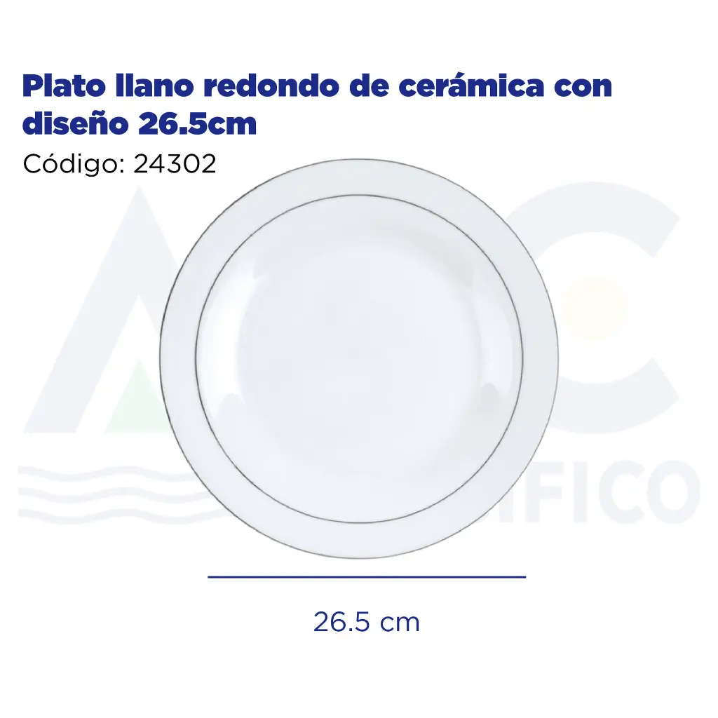 Plato llano redondo de cerámica con diseño 26.5cm