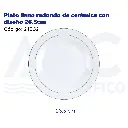 Plato llano redondo de cerámica con diseño 26.5cm