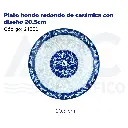 Plato hondo redondo de cerámica con diseño 20.5cm