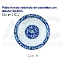 Plato hondo redondo de cerámica con diseño 23.5cm