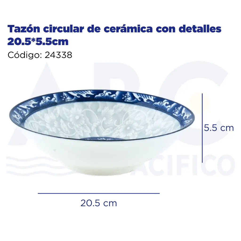 Tazón circular de cerámica con detalles 20.5*5.5cm