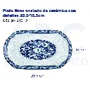 Plato llano ovalado de cerámica con detalles 29.5*16.5cm