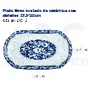 Plato llano ovalado de cerámica con detalles 37.5*20cm