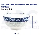 Tazón circular de cerámica con detalles 11.5*6cm