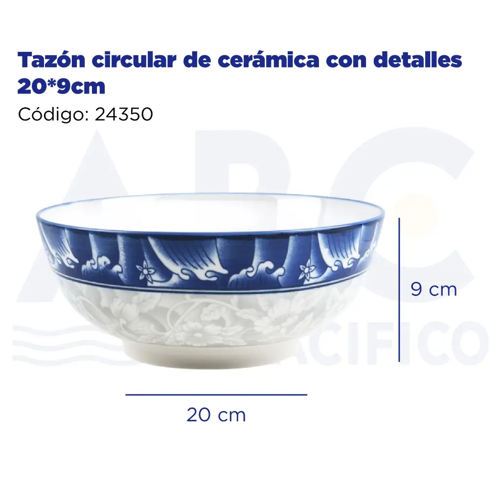 Tazón circular de cerámica con detalles 20*9cm