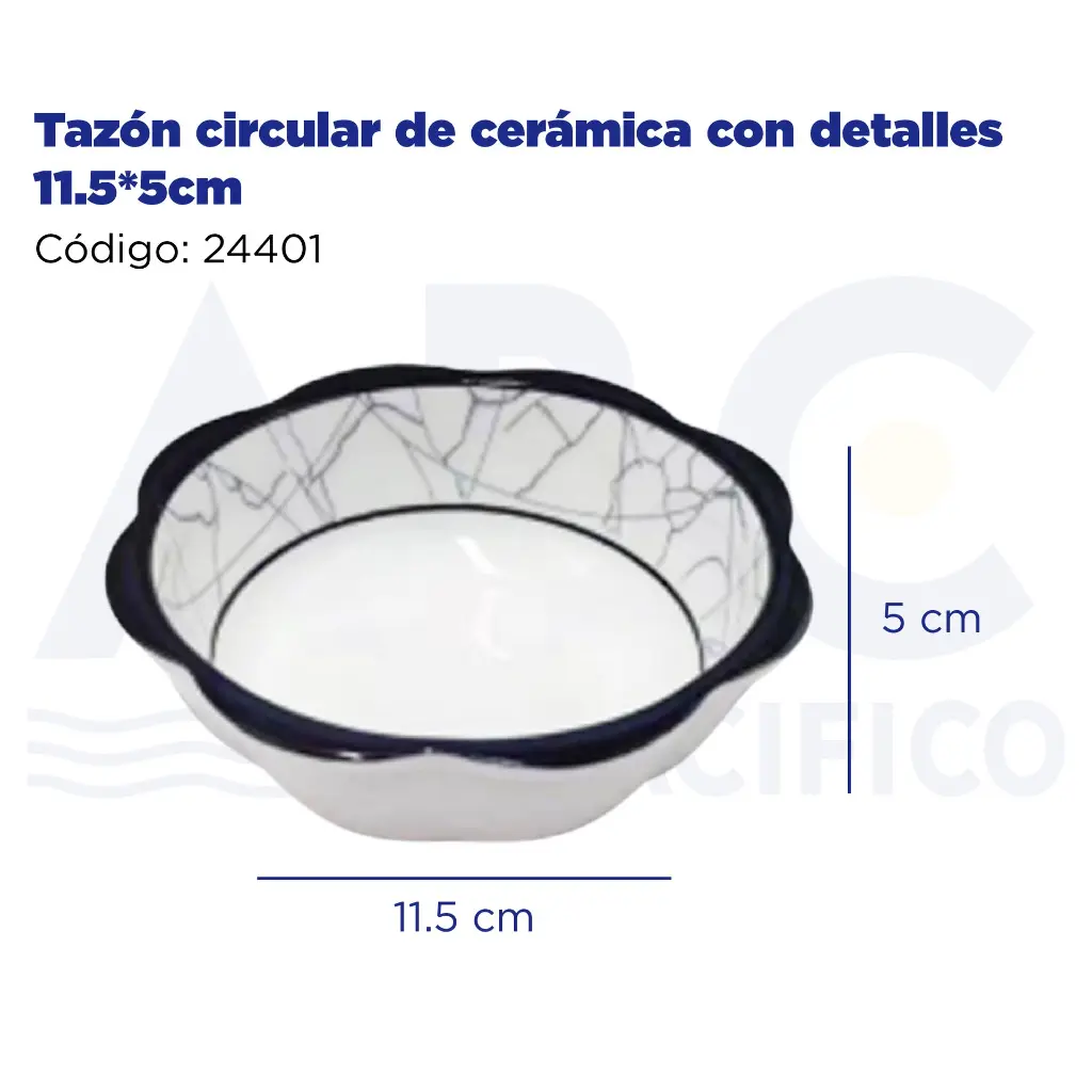 Tazón circular de cerámica con detalles 11.5*5cm