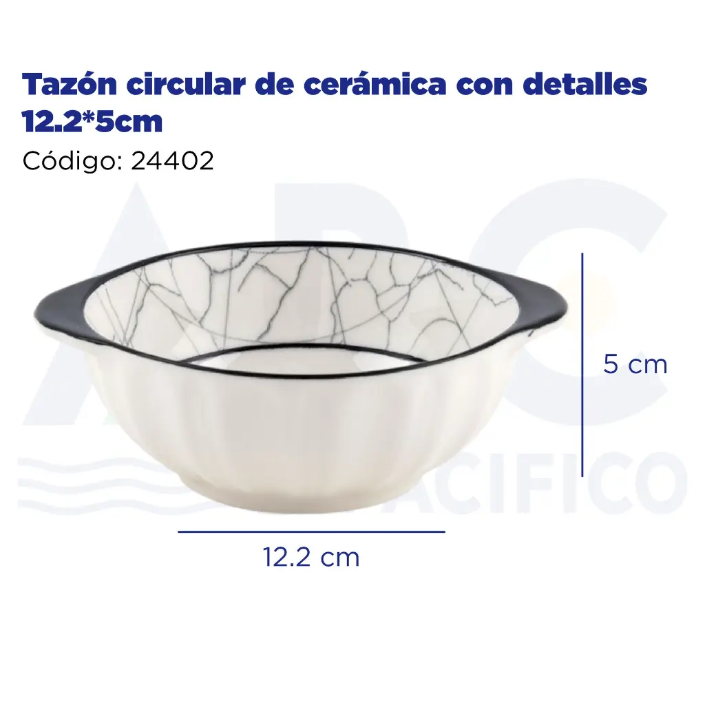 Tazón circular de cerámica con detalles 12.2*5cm