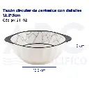 Tazón circular de cerámica con detalles 12.2*5cm