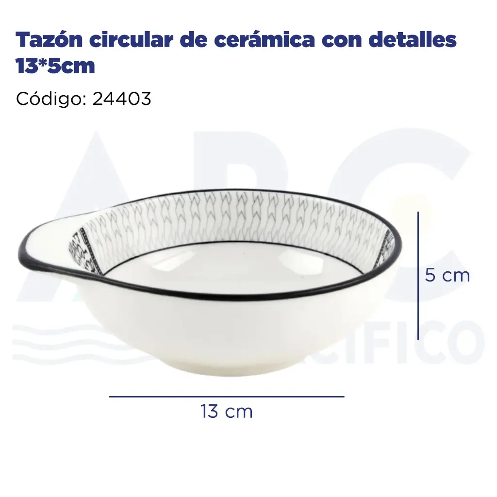Tazón circular de cerámica con detalles 13*5cm