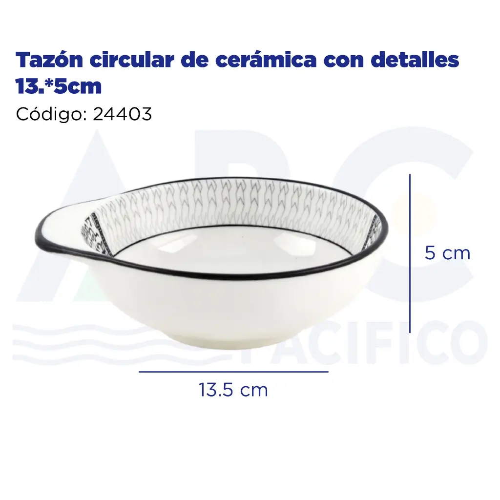 Tazón circular de cerámica con detalles 13.*5cm