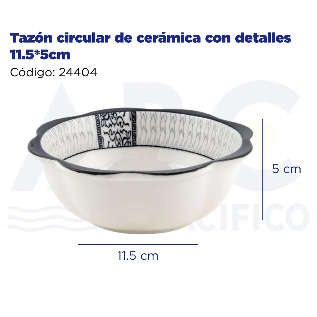 Tazón circular de cerámica con detalles 11.5*5cm