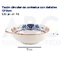 Tazón circular de cerámica con detalles 13*5cm