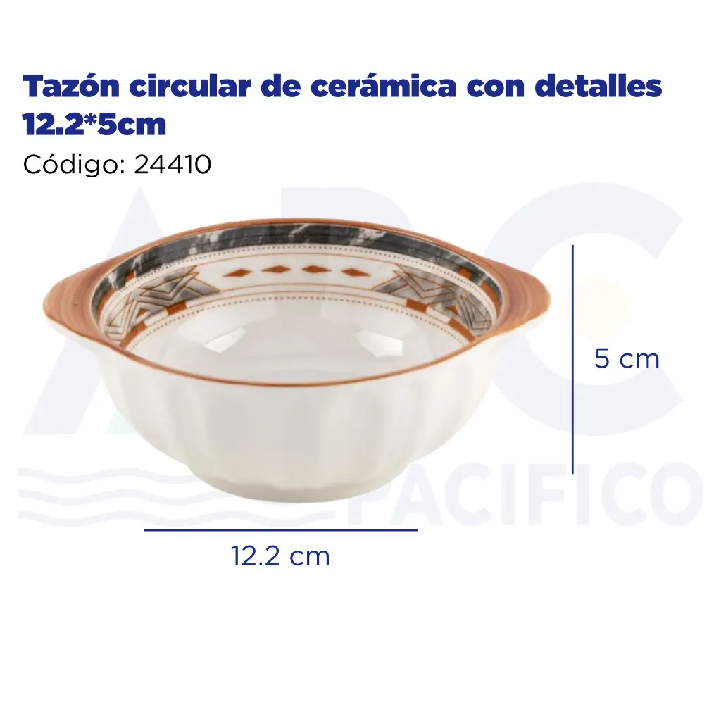 Tazón circular de cerámica con detalles 12.2*5cm