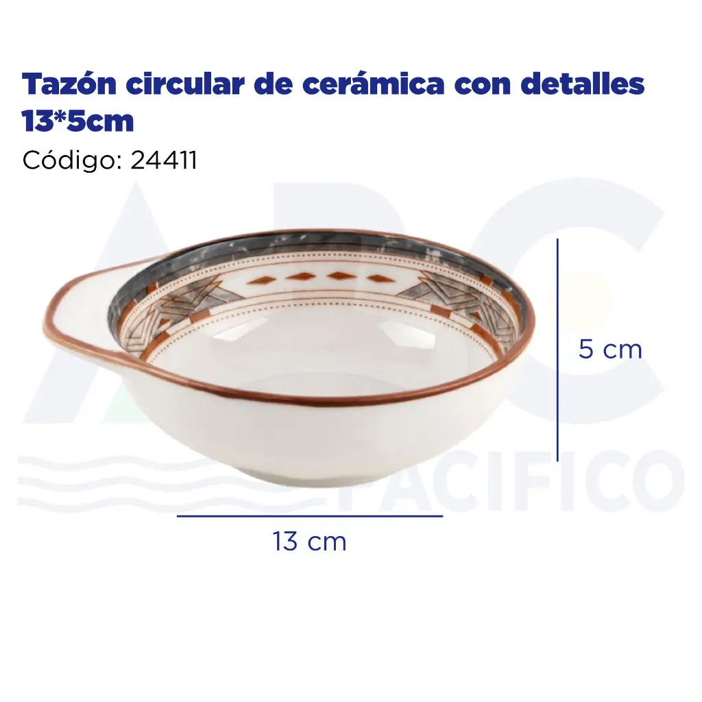 Tazón circular de cerámica con detalles 13*5cm