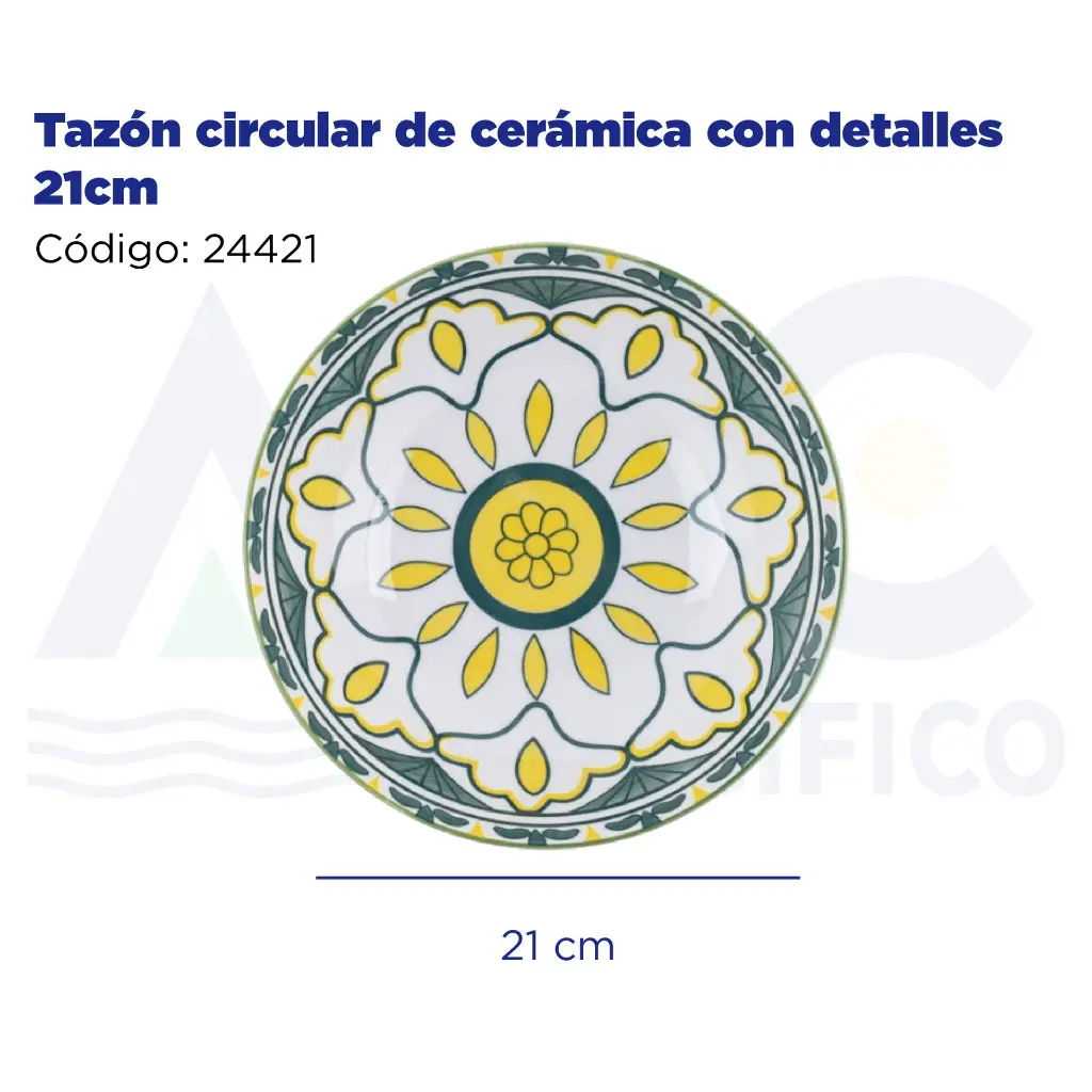 Tazón circular de cerámica con detalles 21cm