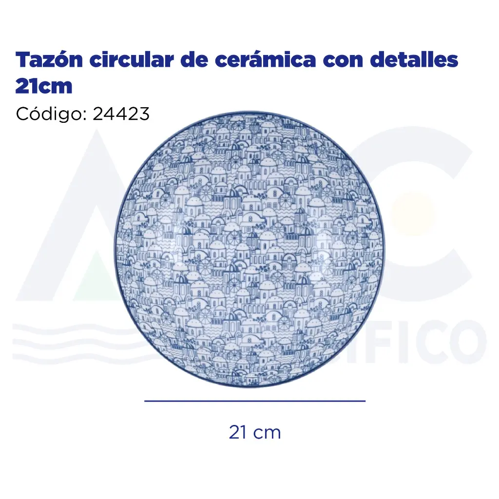 Tazón circular de cerámica con detalles 21cm