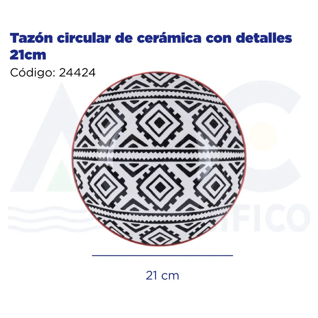 Tazón circular de cerámica con detalles 21cm