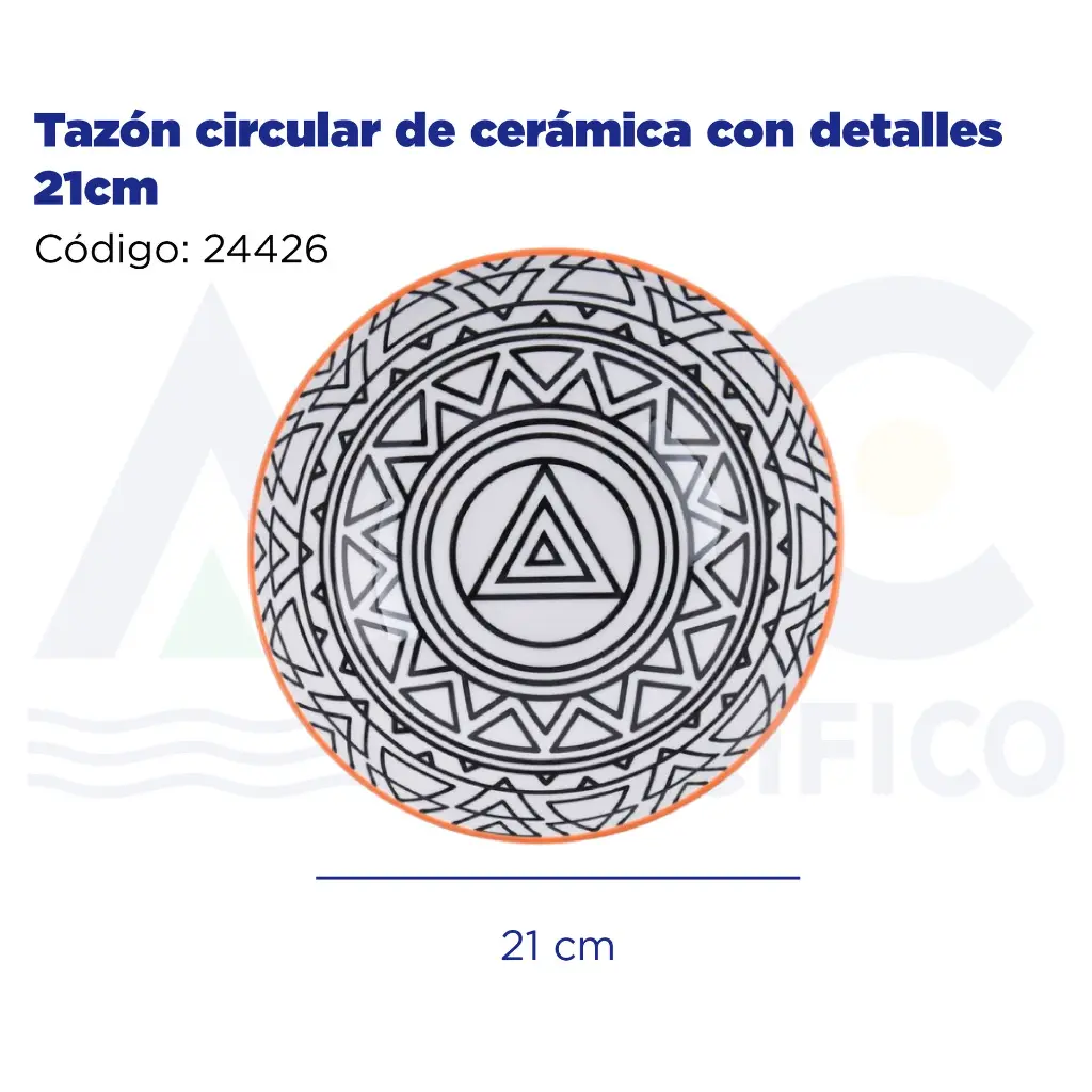 Tazón circular de cerámica con detalles 21cm