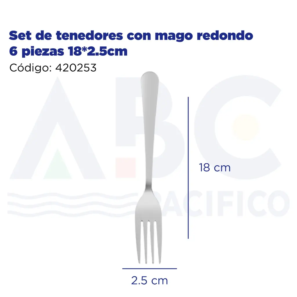 Set de tenedores con mago redondo 6 piezas 18*2.5cm