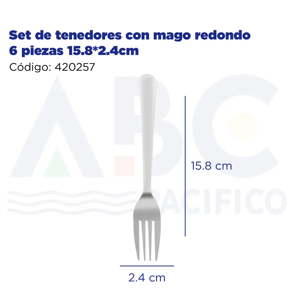 Set de tenedores con mago redondo 6 piezas 15.8*2.4cm