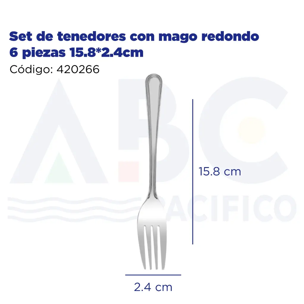 Set de tenedores con mago redondo 6 piezas 15.8*2.4cm