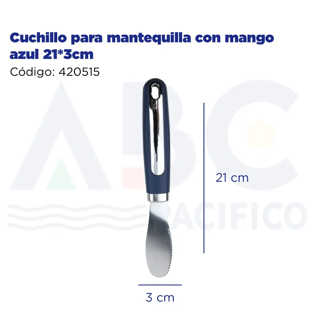Cuchillo para mantequilla con mango azul 21*3cm