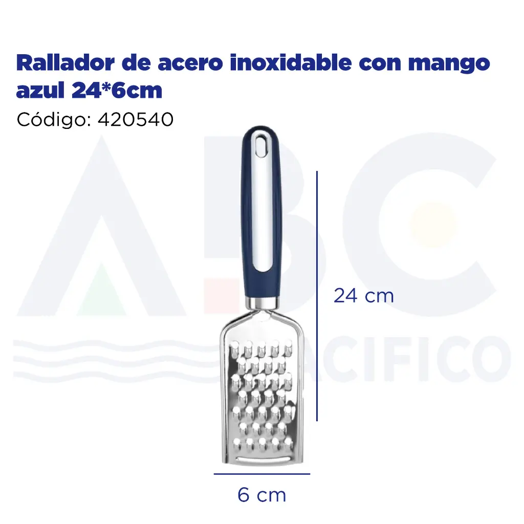 Rallador de acero inoxidable con mango azul 24*6cm