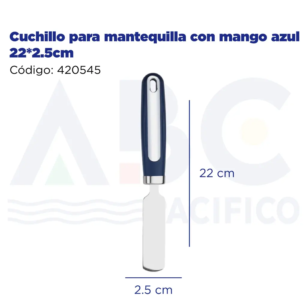 Cuchillo para mantequilla con mango azul 22*2.5cm