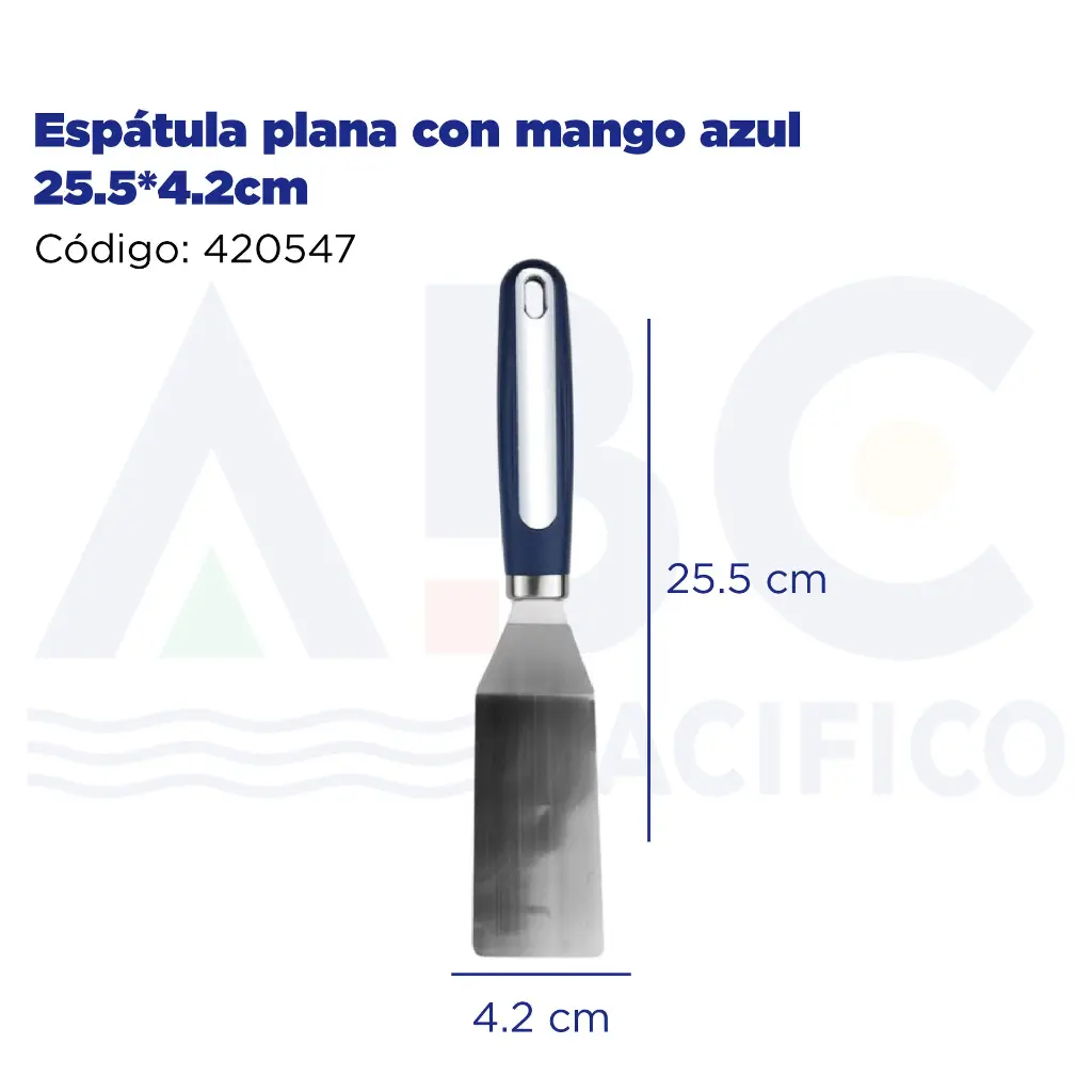 Espátula plana con mango azul 25.5*4.2cm