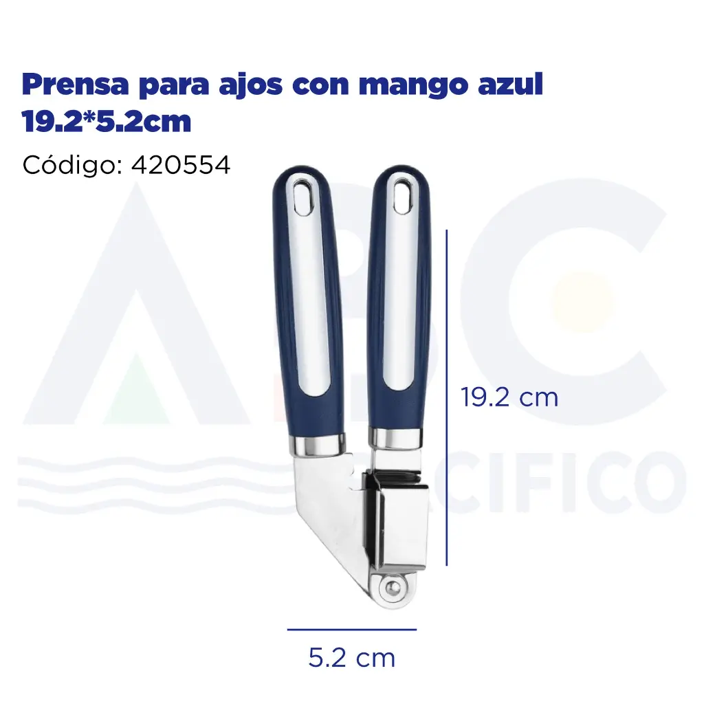 Prensa para ajos con mango azul 19.2*5.2cm