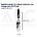 Espátula plana de cabeza redonda con mango azul 27.5*5cm