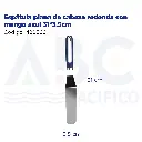 Espátula plana  de cabeza redonda con mango azul 31*3.5cm