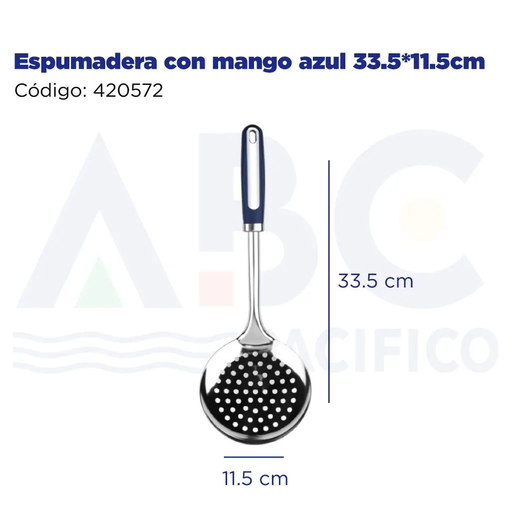 Espumadera con mango azul 33.5*11.5cm