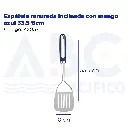 Espátula ranurada inclinada con mango azul 33.5*8cm