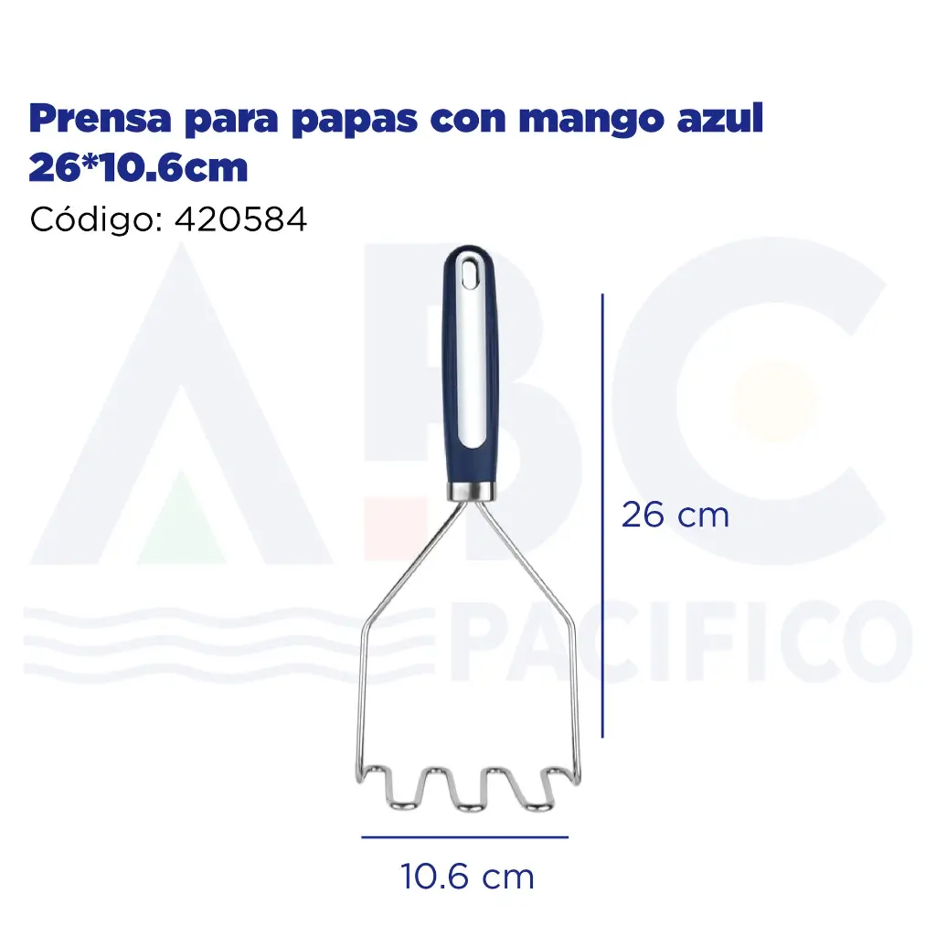 Prensa para papas con mango azul 26*10.6cm